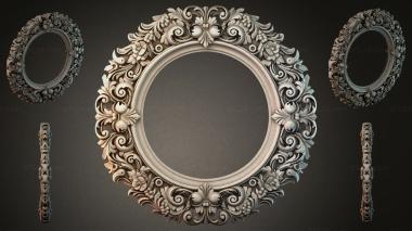 Decorative frames, framing Round mirror frame with cartouche and grape clusters 3d model