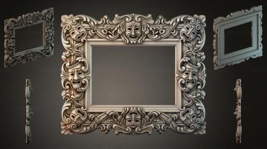 Decorative frames, framing Decorative rectangular baguette with masks and climbing leaves 3d model