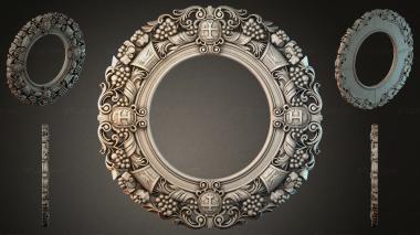 Decorative frames, framing Round frame with grapes and a cross in the classical Baroque style 3d model