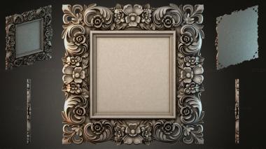 Decorative frames, framing Square frame with floral and swirl patterns 3d model