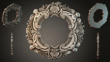 Decorative frames, framing Oval frame with putti, spirals and shells in the Rococo style 3d model