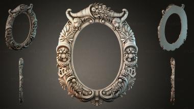 Decorative frames, framing Oval frame with dragons and foliate ornament 3d model