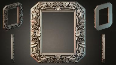 Decorative frames, framing Octagonal frame with roses and leaves 3d model
