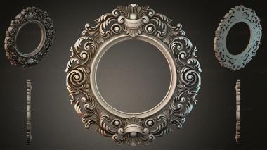 Decorative frames, framing Round frame with volutes and floral ornament 3d model