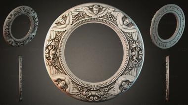 Decorative frames, framing Round ornamental molding with angels and leaves 3d model