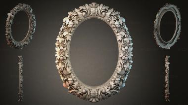 Decorative frames, framing Oval frame with floral and swirl patterns 3d model