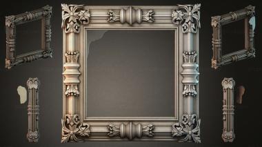 Decorative frames, framing Classic square frame with Corinthian capitals and acanthus leaves 3d model