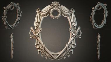 Decorative frames, framing Oval frame with draping and scrolls 3d model