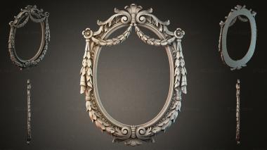 Decorative frames, framing Oval mirror frame with volutes and floral ornament 3d model
