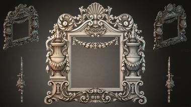 Decorative frames, framing Classic mirror frame with urana and draperies 3d model