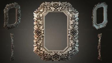 Decorative frames, framing Ornamental frame with roses and leaves for wood carving 3d model