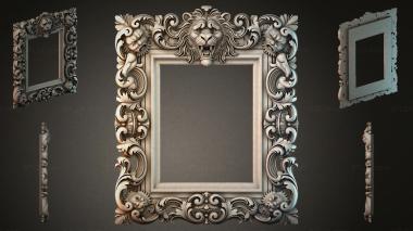 Decorative frames, framing Mirror frame with lion head and swirls 3d model
