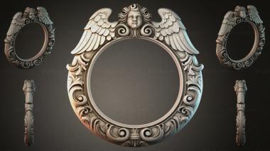 Decorative frames, framing Mirror with a winged angel and volutes 3d model