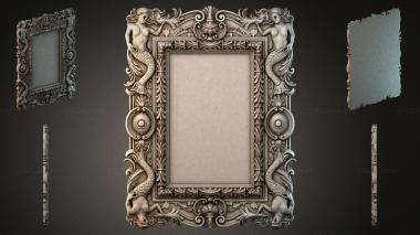 Decorative frames, framing Mirror frame with mermaids and angels in rocaille style 3d model