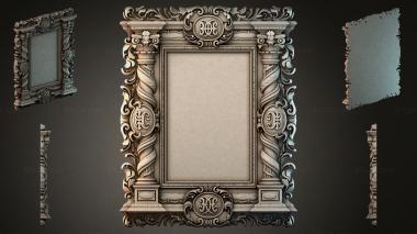 Decorative frames, framing Classic rectangular frame with twisted columns and cartouches 3d model