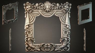 Decorative frames, framing Theatrical mirror frame with drapery and masks 3d model