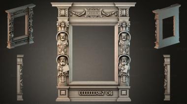 Decorative frames, framing Fireplace portal with caryatids in the form of saints with capitals and Ionic volutes 3d model