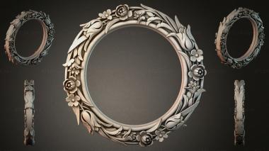 Decorative frames, framing Round frame with floral pattern and spiral elements 3d model