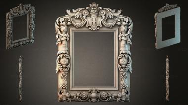 Decorative frames, framing Royal mirror with winged griffins and floral ornament 3d model
