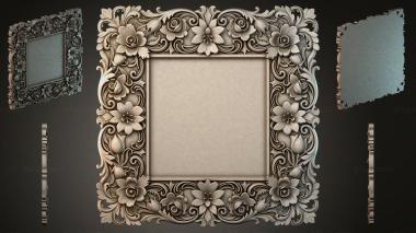 Decorative frames, framing Square frame with floral scrolls and rosettes 3d model