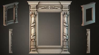 Decorative frames, framing Classic fireplace mantel with Ionic columns and acanthus ornamentation 3d model