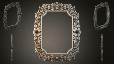 Decorative frames, framing Octagonal frame with floral bas-relief and spiral corners 3d model