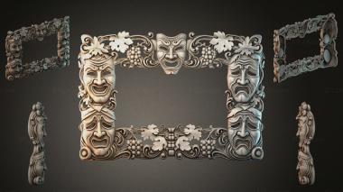 Decorative frames, framing Theatrical mask frame with grapes and leaves 3d model