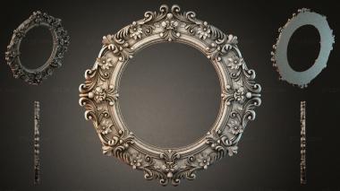 Decorative frames, framing Round frame with volutes and floral rosettes 3d model