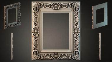Decorative frames, framing Classic rectangular frame with scrolls and medallions 3d model
