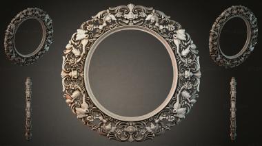 Decorative frames, framing Oval mirror with angels and baroque curls 3d model