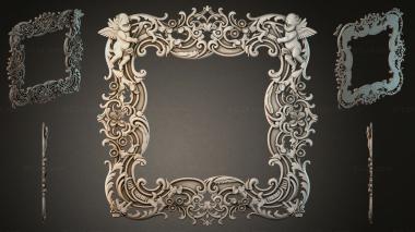 Decorative frames, framing Baroque ornamental frame with putti and scrolls 3d model