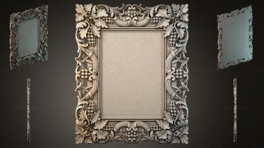 Decorative frames, framing Rich rectangular frame with grapes and acanthus 3d model
