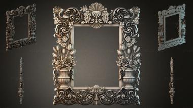 Decorative frames, framing Mirror frame with flower vases and swirls 3d model