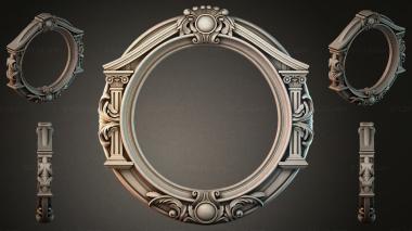 Decorative frames, framing Classic round mirror ornament with pilasters and cartouches 3d model