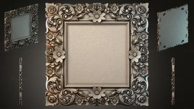 Decorative frames, framing Carved frame with roses and swirls for CNC 3d model