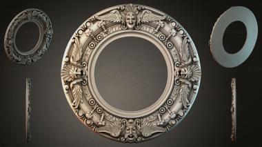 Decorative frames, framing Round medallion with an angel and floral ornament 3d model