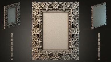 Decorative frames, framing Rectangular frame with floral pattern and spiral leaves 3d model