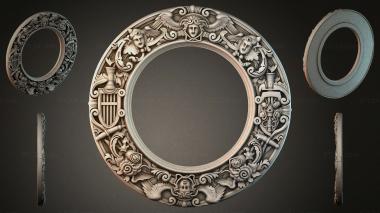 Decorative frames, framing Round frame with angels and a baroque coat of arms 3d model