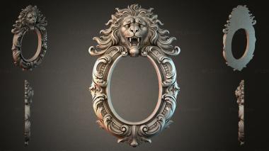 Decorative frames, framing Oval mirror frame with lion head and acanthus 3d model