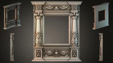 Decorative frames, framing Classic fireplace mantel with Corinthian columns and ornamentation 3d model