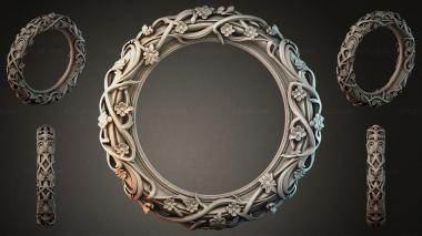 Decorative frames, framing Round frame with floral swirls and climbing vines 3d model
