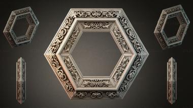 Decorative frames, framing Hexagonal carved molding with acanthus ornament 3d model