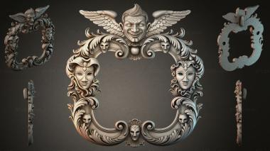 Decorative frames, framing Ornamental frame with an angel and masks in the Renaissance style 3d model