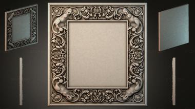 Decorative frames, framing Square frame with angels and floral ornaments 3d model