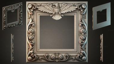 Decorative frames, framing Mirror frame with eagle and volutes 3d model