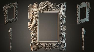Decorative frames, framing Mirrored portal cornice with angels and acanthus foliage 3d model