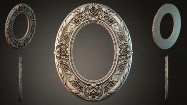 Decorative frames, framing Oval frame with floral rosettes and sculpted spirals 3d model