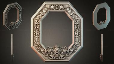 Decorative frames, framing Octagonal frame with lion mask and floral ornament 3d model