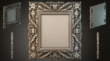 Decorative frames, framing Classic frame with floral ornament and flowerpots 3d model