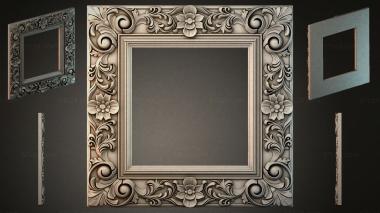 Decorative frames, framing Carved frame with volutes and floral rosettes 3d model